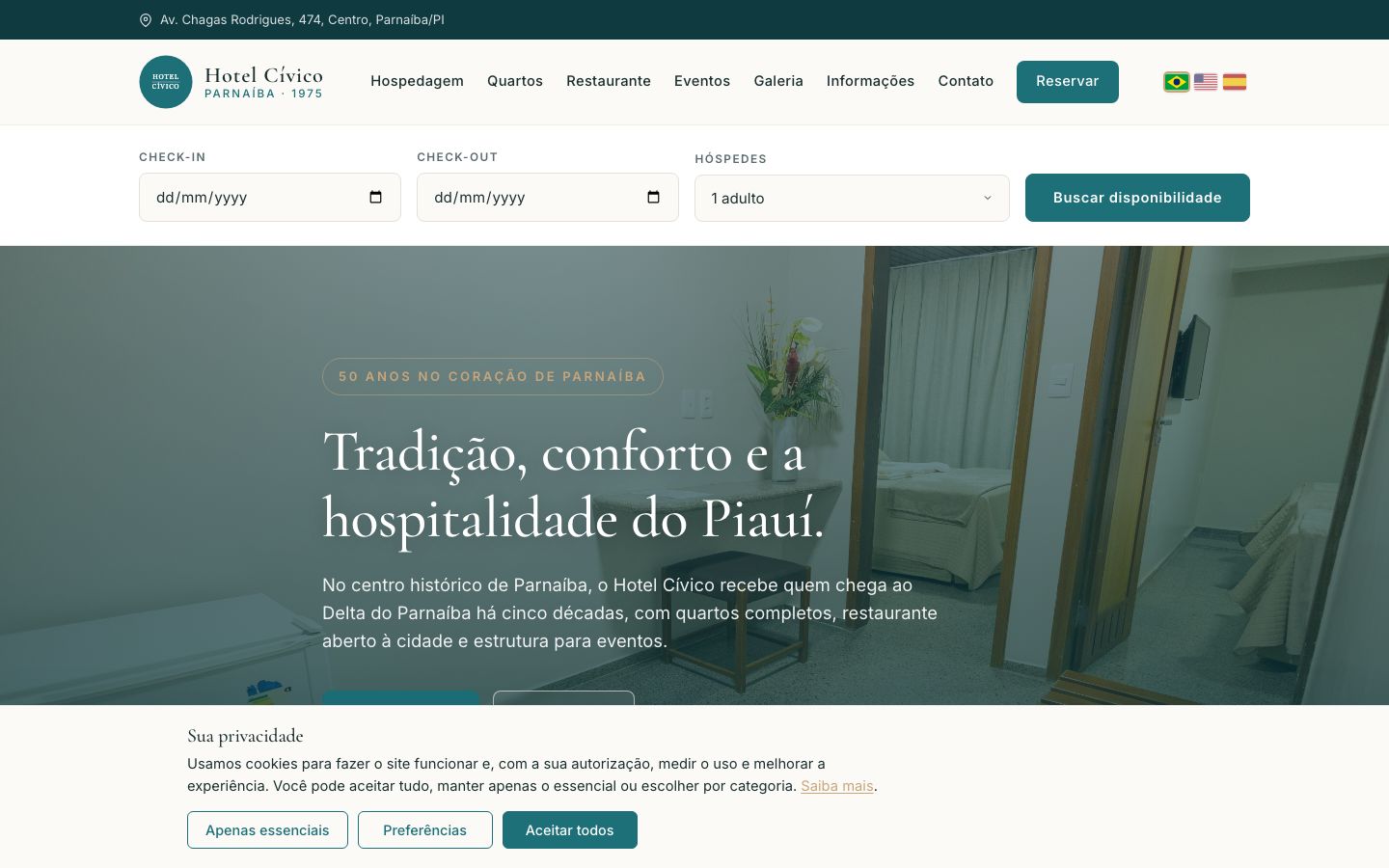 Hotel Cívico, Parnaíba, site institucional