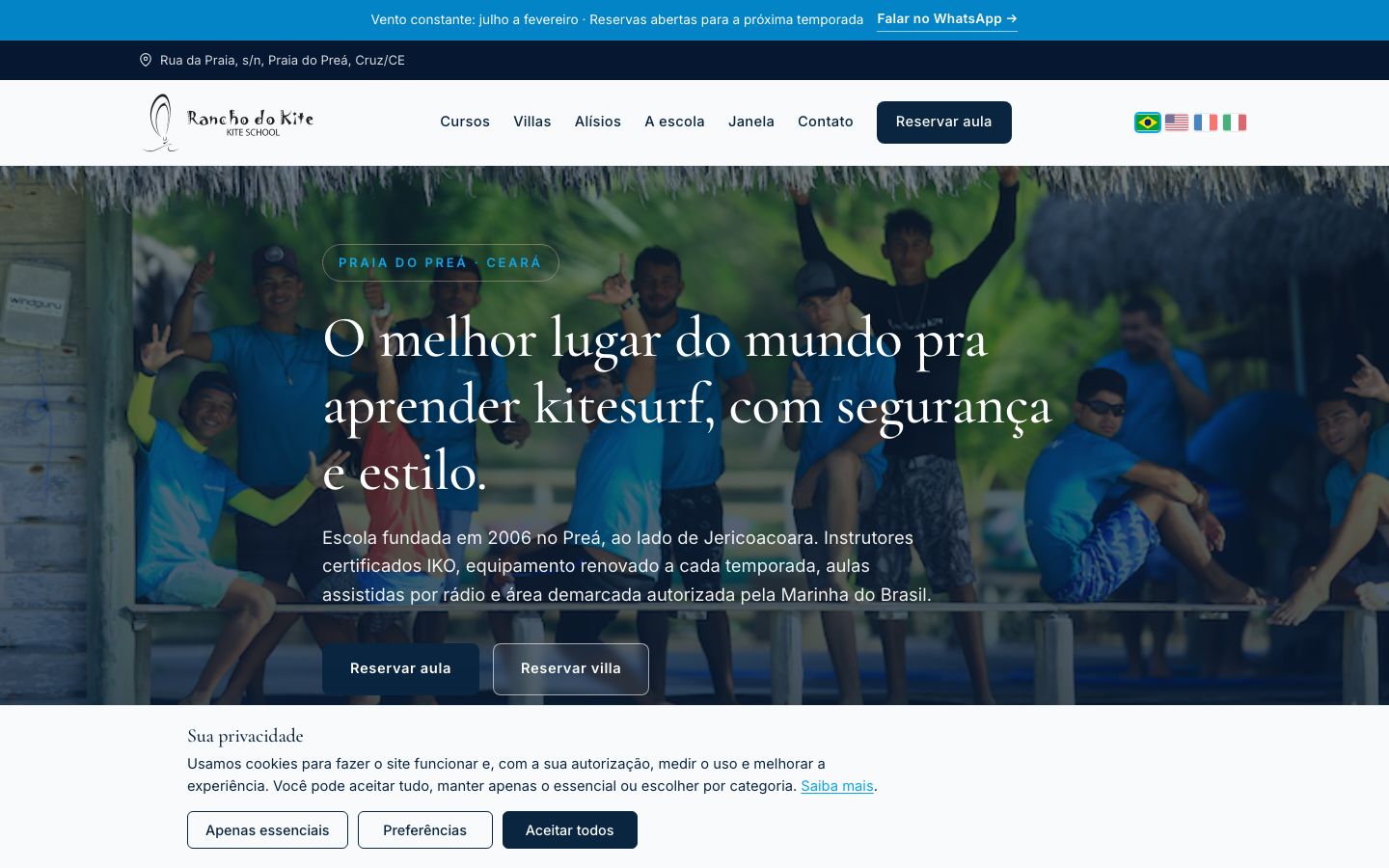 Rancho do Kite, Preá, escola e hospedagem